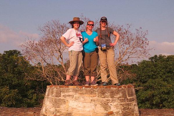three female students study abroad in belize