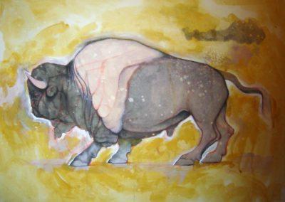 美洲野牛的水彩画